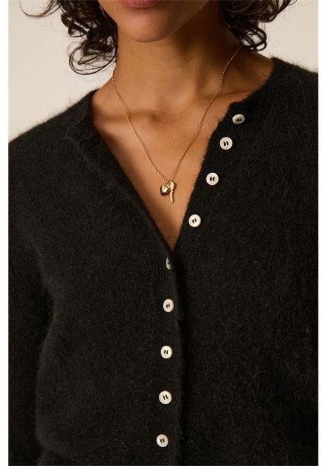 Des Petits Hauts Women's Betty Black Fitted Superfine Alpaca Cardigan Des Petits Hauts |  | 1H26003809000